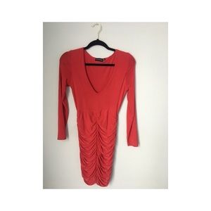 Red ruched dress